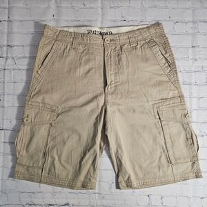 Ruff Hewn Mens Cargo Shorts Khaki Tan Size 34 Cotton Outdoor Casual